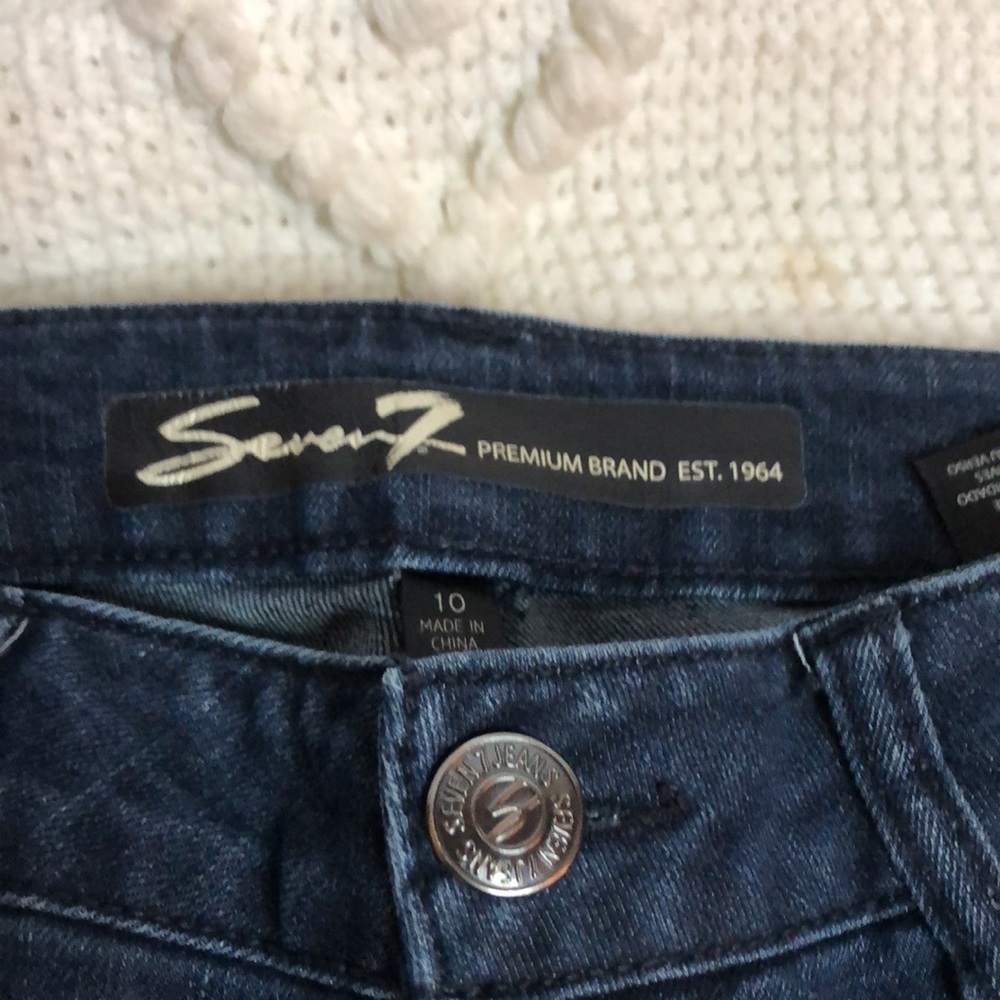 Seven7 Dark Wash Mid Rise Grommet Detail Split Hem Ankle Skinny Jeans Denim 10 - Picture 9 of 11